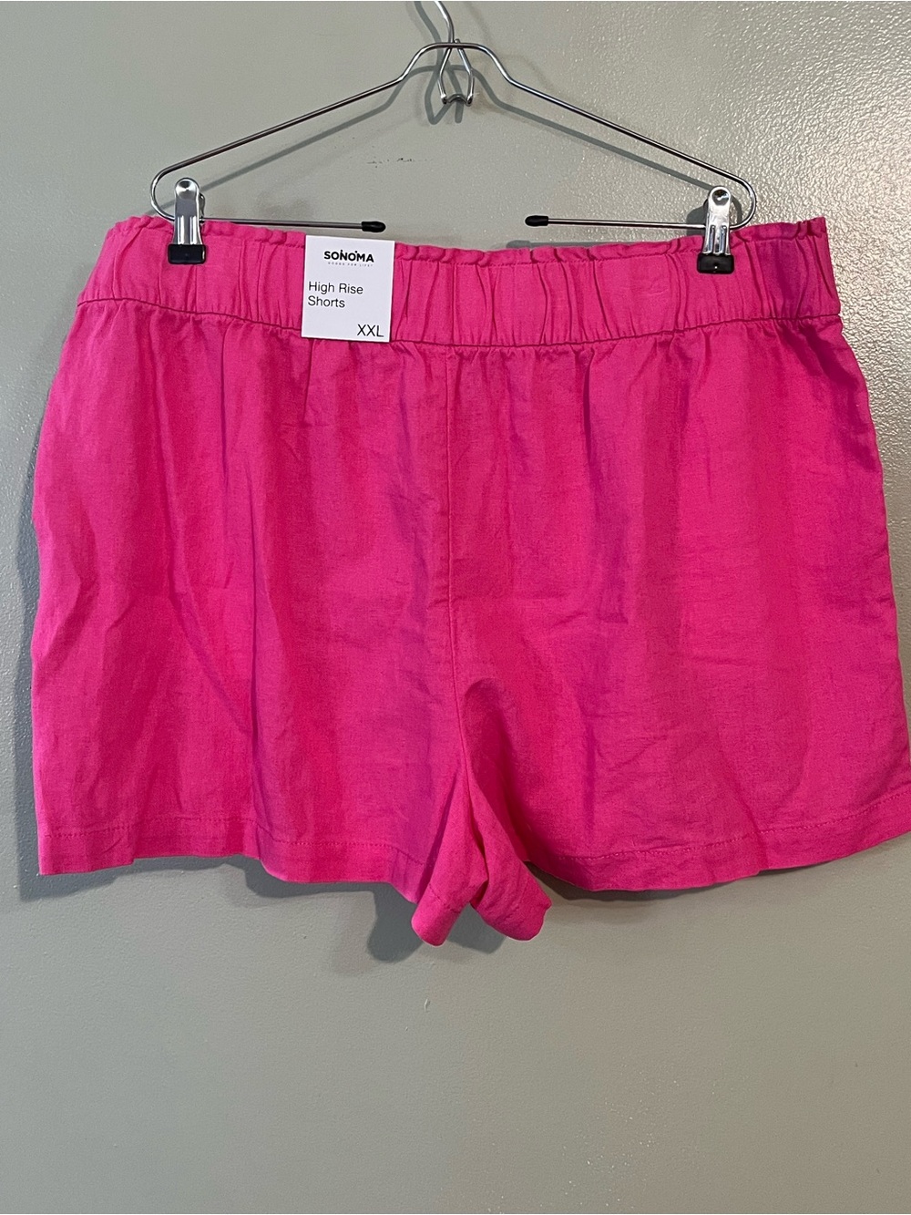 Sonoma High-Rise Women's Shorts in Hot Pink Linen Blend Pull On Vacation XXL NWT